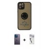 MARSİLYAN™- iPhone 12 Pro Max Kılıf Yörünge Çizgi - Şeffaf Uv Polymer Nano Ekran Koruyucu + Neon Fosforlu Kamera Lens - MI