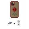 MARSİLYAN™- iPhone 12 Pro Max Kılıf Yörünge Çizgi - Şeffaf Uv Polymer Nano Ekran Koruyucu + Renkli Kamera Lens Koruma Cam - TU