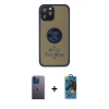 MARSİLYAN™- iPhone 12 Pro Max Kılıf Yörünge Çizgi - Siyah 18D Cam Ekran Koruyucu + Neon Fosforlu Kamera Lens - MI