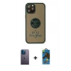 MARSİLYAN™- iPhone 12 Pro Max Kılıf Yörünge Çizgi - Siyah 18D Cam Ekran Koruyucu + Neon Fosforlu Kamera Lens - MI