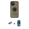 MARSİLYAN™- iPhone 12 Pro Max Kılıf Yörünge Çizgi - Siyah 18D Cam Ekran Koruyucu + Renkli Kamera Lens Koruma Cam - PE