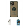 MARSİLYAN™- iPhone 12 Pro Max Kılıf Yörünge Çizgi - Siyah 18D Cam Ekran Koruyucu + Shine Kamera Lens - GD