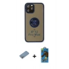 MARSİLYAN™- iPhone 12 Pro Max Kılıf Yörünge Çizgi - Siyah 18D Cam Ekran Koruyucu + Shine Kamera Lens Koruma Cam - GS