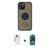 MARSİLYAN™- iPhone 12 Pro Max Kılıf Yörünge Çizgi - Siyah 18D Cam Ekran Koruyucu + Shine Kamera Lens - LT