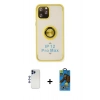 MARSİLYAN™- iPhone 12 Pro Max Kılıf Yörünge Çizgi - Siyah 18D Cam Ekran Koruyucu + Shine Kamera Lens - LT