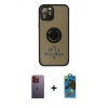 MARSİLYAN™- iPhone 12 Pro Max Kılıf Yörünge Çizgi - Siyah 18D Cam Ekran Koruyucu + Neon Fosforlu Kamera Lens - TU
