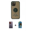MARSİLYAN™- iPhone 12 Pro Max Kılıf Yörünge Çizgi - Siyah 18D Cam Ekran Koruyucu + Neon Fosforlu Kamera Lens - TU