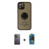 MARSİLYAN™- iPhone 12 Pro Max Kılıf Yörünge Çizgi - Siyah 18D Cam Ekran Koruyucu + Neon Fosforlu Kamera Lens - YL
