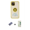 MARSİLYAN™- iPhone 12 Pro Max Kılıf Yörünge Çizgi - Siyah 20D Premium Cam Ekran Koruyucu + Metal Kamera Lens Koruma Cam - GD