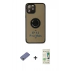 MARSİLYAN™- iPhone 12 Pro Max Kılıf Yörünge Çizgi - Siyah 20D Premium Cam Ekran Koruyucu + Metal Kamera Lens Koruma Cam - GD