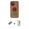 MARSİLYAN™- iPhone 12 Pro Max Kılıf Yörünge Çizgi - Siyah 20D Premium Cam Ekran Koruyucu + Metal Kamera Lens Koruma Cam - GD