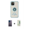 MARSİLYAN™- iPhone 12 Pro Max Kılıf Yörünge Çizgi - Siyah 20D Premium Cam Ekran Koruyucu + Neon Fosforlu Kamera Lens - MI