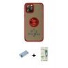 MARSİLYAN™- iPhone 12 Pro Max Kılıf Yörünge Çizgi - Siyah 20D Premium Cam Ekran Koruyucu + Shine Kamera Lens Koruma Cam - MI