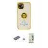 MARSİLYAN™- iPhone 12 Pro Max Kılıf Yörünge Çizgi - Siyah 20D Premium Cam Ekran Koruyucu + Renkli Kamera Lens Koruma Cam - TU