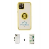 MARSİLYAN™- iPhone 12 Pro Max Kılıf Yörünge Çizgi - Siyah 20D Premium Cam Ekran Koruyucu + Shine Kamera Lens - GD