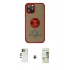 MARSİLYAN™- iPhone 12 Pro Max Kılıf Yörünge Çizgi - Siyah 20D Premium Cam Ekran Koruyucu + Shine Kamera Lens - GD
