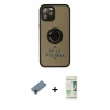 MARSİLYAN™- iPhone 12 Pro Max Kılıf Yörünge Çizgi - Siyah 20D Premium Cam Ekran Koruyucu + Shine Kamera Lens Koruma Cam - SH