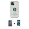MARSİLYAN™- iPhone 12 Pro Max Kılıf Yörünge Çizgi - Siyah 34D Izgaralı Cam + Neon Fosforlu Kamera Lens - MI