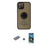 MARSİLYAN™- iPhone 12 Pro Max Kılıf Yörünge Çizgi - Siyah 34D Izgaralı Cam + Renkli Kamera Lens Koruma Cam - SI