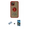 MARSİLYAN™- iPhone 12 Pro Max Kılıf Yörünge Çizgi - Siyah 34D Izgaralı Cam + Shine Kamera Lens Koruma Cam - MI