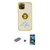 MARSİLYAN™- iPhone 12 Pro Max Kılıf Yörünge Çizgi - Siyah 34D Izgaralı Cam + Renkli Kamera Lens Koruma Cam - TU