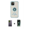 MARSİLYAN™- iPhone 12 Pro Max Kılıf Yörünge Çizgi - Siyah 360 Mat Full Body Arka Koruyucu + Neon Fosforlu Kamera Lens - YL