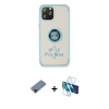 MARSİLYAN™- iPhone 12 Pro Max Kılıf Yörünge Çizgi - Siyah 3D Antistatik Cam Ekran Koruyucu + Shine Kamera Lens Koruma Cam - SH