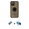 MARSİLYAN™- iPhone 12 Pro Max Kılıf Yörünge Çizgi - Siyah 3D Antistatik Cam Ekran Koruyucu + Shine Kamera Lens Koruma Cam - SH