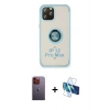 MARSİLYAN™- iPhone 12 Pro Max Kılıf Yörünge Çizgi - Siyah 3D Antistatik Cam Ekran Koruyucu + Neon Fosforlu Kamera Lens - TU