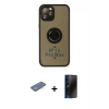 MARSİLYAN™- iPhone 12 Pro Max Kılıf Yörünge Çizgi - Siyah 3D Antistatik Hayalet Cam Ekran Koruyucu + Renkli Kamera Lens Koruma Cam - YL