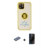 MARSİLYAN™- iPhone 12 Pro Max Kılıf Yörünge Çizgi - Siyah 3D Antistatik Hayalet Cam Ekran Koruyucu + Renkli Kamera Lens Koruma Cam - YL