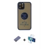 MARSİLYAN™- iPhone 12 Pro Max Kılıf Yörünge Çizgi - Siyah 3D Antistatik Seramik Nano Ekran Koruyucu + Metal Kamera Lens Koruma Cam - GD