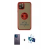 MARSİLYAN™- iPhone 12 Pro Max Kılıf Yörünge Çizgi - Siyah 3D Antistatik Seramik Nano Ekran Koruyucu + Neon Fosforlu Kamera Lens - MI