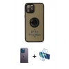 MARSİLYAN™- iPhone 12 Pro Max Kılıf Yörünge Çizgi - Siyah 3D Antistatik Seramik Nano Ekran Koruyucu + Neon Fosforlu Kamera Lens - MI