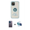 MARSİLYAN™- iPhone 12 Pro Max Kılıf Yörünge Çizgi - Siyah 3D Antistatik Seramik Nano Ekran Koruyucu + Neon Fosforlu Kamera Lens - MI