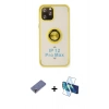 MARSİLYAN™- iPhone 12 Pro Max Kılıf Yörünge Çizgi - Siyah 3D Antistatik Seramik Nano Ekran Koruyucu + Metal Kamera Lens Koruma Cam - GD