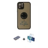 MARSİLYAN™- iPhone 12 Pro Max Kılıf Yörünge Çizgi - Siyah 3D Antistatik Seramik Nano Ekran Koruyucu + Renkli Kamera Lens Koruma Cam - SI