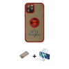MARSİLYAN™- iPhone 12 Pro Max Kılıf Yörünge Çizgi - Siyah 3D Antistatik Seramik Nano Ekran Koruyucu + Shine Kamera Lens Koruma Cam - SABE