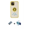 MARSİLYAN™- iPhone 12 Pro Max Kılıf Yörünge Çizgi - Siyah 3D Antistatik Seramik Nano Ekran Koruyucu + Siyah Metal Kamera Lens Koruma Cam