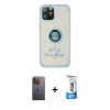 MARSİLYAN™- iPhone 12 Pro Max Kılıf Yörünge Çizgi - Siyah 5D Eko Cam Ekran Koruyucu + Neon Fosforlu Kamera Lens - SI