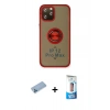 MARSİLYAN™- iPhone 12 Pro Max Kılıf Yörünge Çizgi - Siyah 5D Eko Cam Ekran Koruyucu + Shine Kamera Lens Koruma Cam - MI