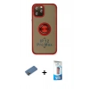 MARSİLYAN™- iPhone 12 Pro Max Kılıf Yörünge Çizgi - Siyah 5D Eko Cam Ekran Koruyucu + Shine Kamera Lens Koruma Cam - GD