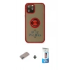 MARSİLYAN™- iPhone 12 Pro Max Kılıf Yörünge Çizgi - Siyah 5D Eko Cam Ekran Koruyucu + Shine Kamera Lens Koruma Cam - SABE
