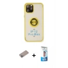 MARSİLYAN™- iPhone 12 Pro Max Kılıf Yörünge Çizgi - Siyah 5D Eko Cam Ekran Koruyucu + Shine Kamera Lens Koruma Cam - SABE