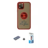 MARSİLYAN™- iPhone 12 Pro Max Kılıf Yörünge Çizgi - Siyah 5D Eko Cam Ekran Koruyucu + Renkli Kamera Lens Koruma Cam - YL