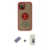 MARSİLYAN™- iPhone 12 Pro Max Kılıf Yörünge Çizgi - Siyah 6D Mat Seramik Hayalet Nano Ekran Koruyucu + Metal Kamera Lens Koruma Cam - GD