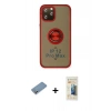 MARSİLYAN™- iPhone 12 Pro Max Kılıf Yörünge Çizgi - Siyah 6D Mat Seramik Hayalet Nano Ekran Koruyucu + Gümüş Shine Kamera Lens Koruma Cam