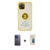 MARSİLYAN™- iPhone 12 Pro Max Kılıf Yörünge Çizgi - Siyah 6D Mat Seramik Hayalet Nano Ekran Koruyucu + Neon Fosforlu Kamera Lens - MI