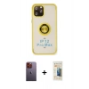 MARSİLYAN™- iPhone 12 Pro Max Kılıf Yörünge Çizgi - Siyah 6D Mat Seramik Hayalet Nano Ekran Koruyucu + Neon Fosforlu Kamera Lens - TU