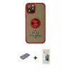 MARSİLYAN™- iPhone 12 Pro Max Kılıf Yörünge Çizgi - Siyah 6D Mat Seramik Hayalet Nano Ekran Koruyucu + Sarı Renkli Kamera Lens Koruma Cam